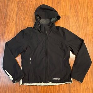 Marmot Womens Small Black Hooded Raincoat Weather-Resistant